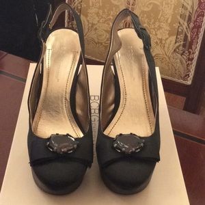 BCBGenaration Jannie Satin Platform Wedge Sandals